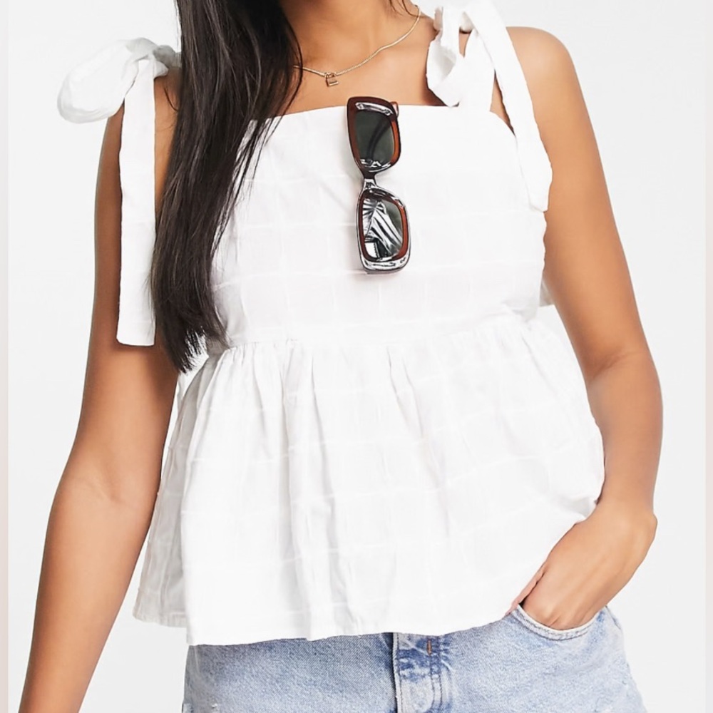 White Sleeveless Top with Bow Straps ASOS Size 0 NWT